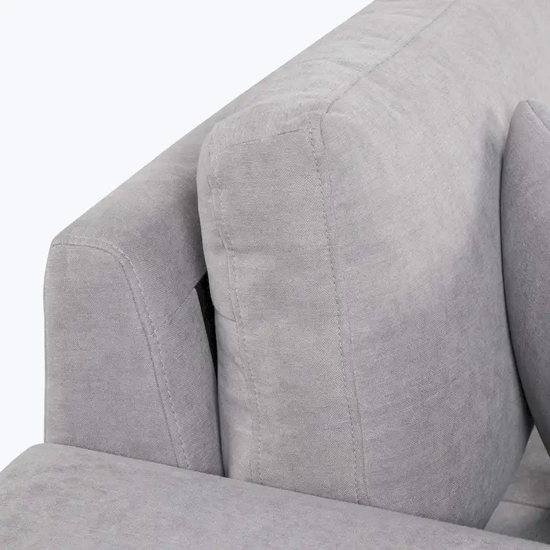 Modernes L-förmiges 3-Sitzer Schlafsofa, mit Stauraum-Recamiere und 2 Hockern