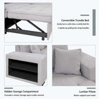 Modernes L-förmiges 3-Sitzer Schlafsofa, mit Stauraum-Recamiere und 2 Hockern