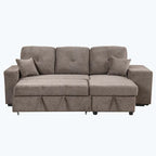Modernes L-förmiges 3-Sitzer Schlafsofa, mit Stauraum-Recamiere und 2 Hockern