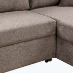 Modernes L-förmiges 3-Sitzer Schlafsofa, mit Stauraum-Recamiere und 2 Hockern