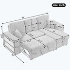 Modernes L-förmiges 3-Sitzer Schlafsofa, mit Stauraum-Recamiere und 2 Hockern