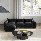 L-förmiges Sektionssofa, minimalistisches Chenille-Modulsofa mit Ottomane