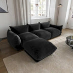 L-förmiges Sektionssofa, minimalistisches Chenille-Modulsofa mit Ottomane