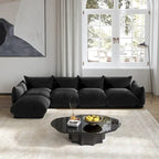L-förmiges Sektionssofa, minimalistisches Chenille-Modulsofa mit Ottomane