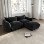L-förmiges Sektionssofa, minimalistisches Chenille-Modulsofa mit Ottomane