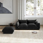 L-förmiges Sektionssofa, minimalistisches Chenille-Modulsofa mit Ottomane