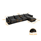 L-förmiges Sektionssofa, minimalistisches Chenille-Modulsofa mit Ottomane