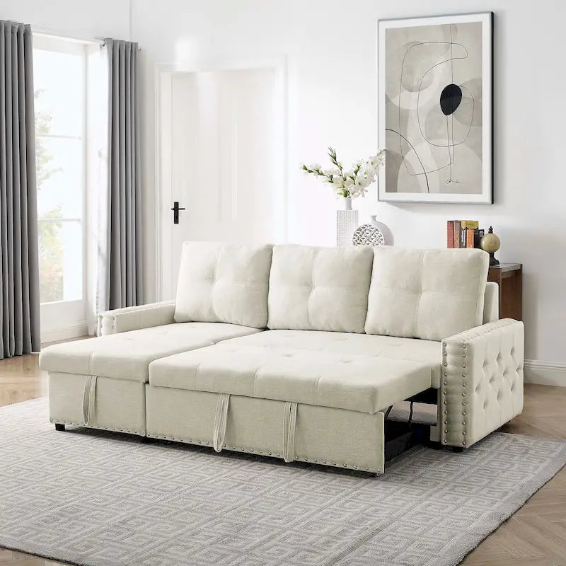 Klassisches und gemütliches L-förmiges Schlafsofa mit Ausziehfunktion