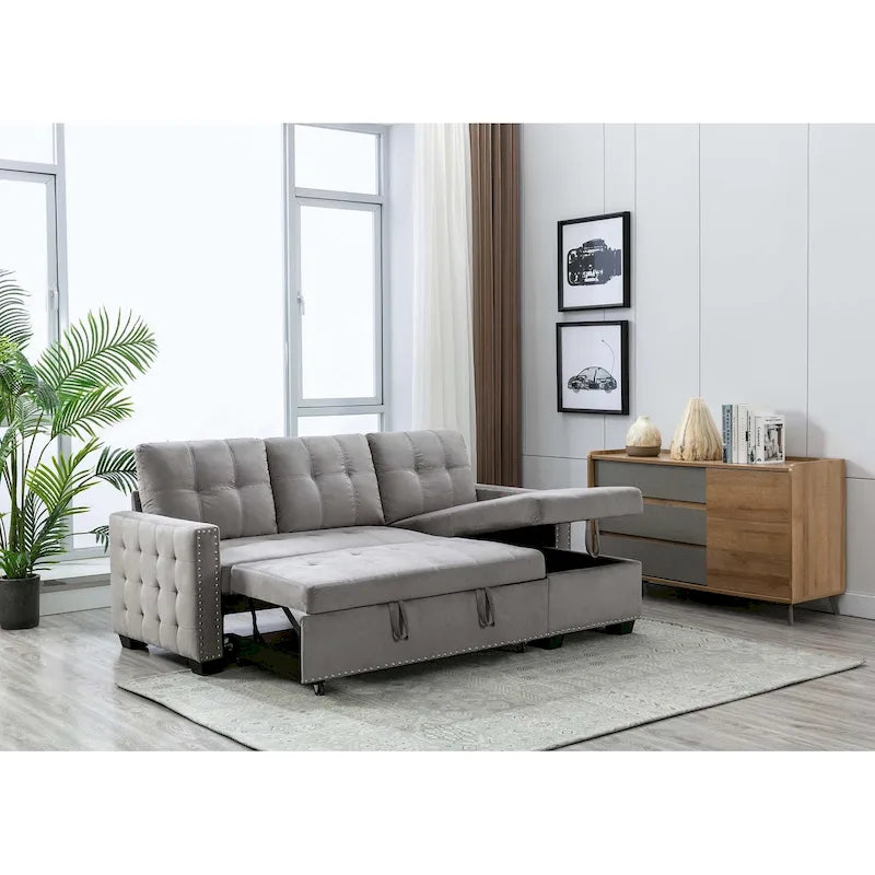 Klassisches und gemütliches L-förmiges Schlafsofa mit Ausziehfunktion