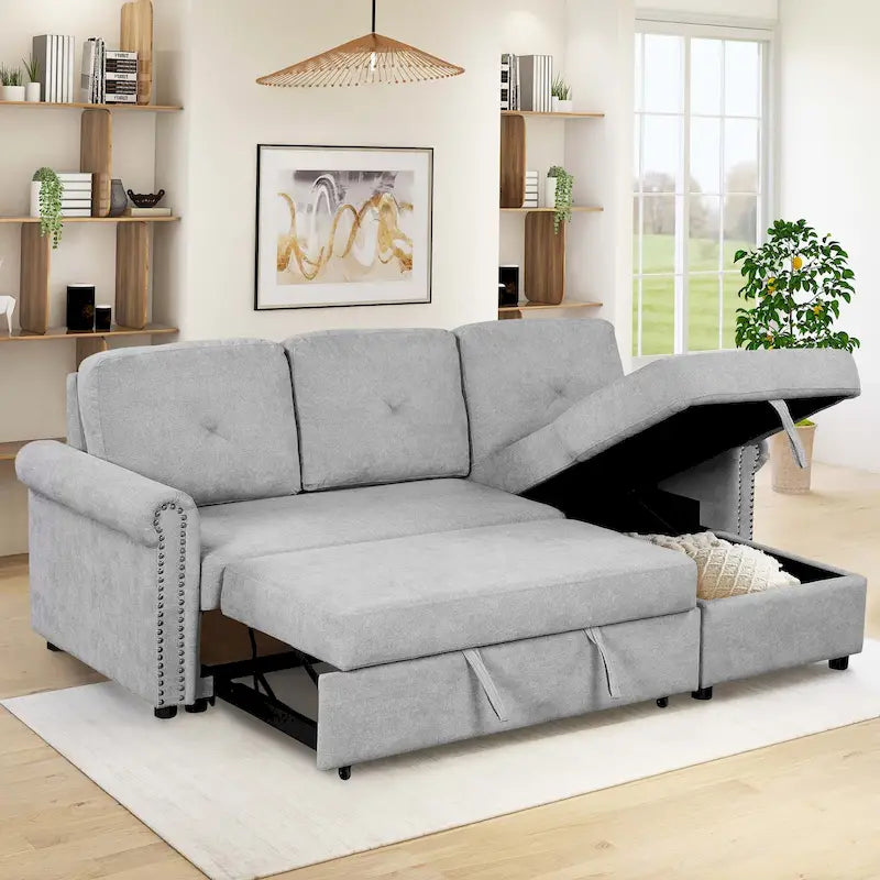 Klassisches und gemütliches L-förmiges Schlafsofa mit Ausziehfunktion