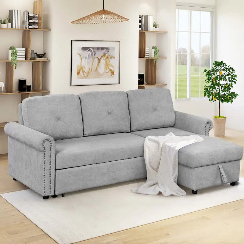 Klassisches und gemütliches L-förmiges Schlafsofa mit Ausziehfunktion