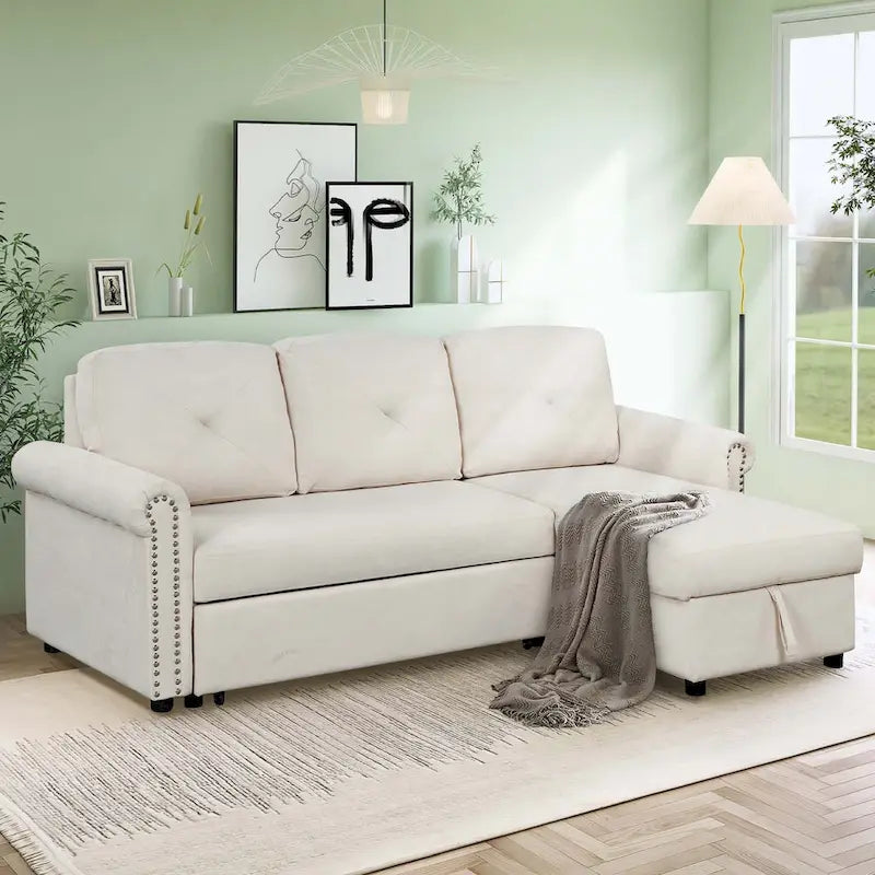 Klassisches und gemütliches L-förmiges Schlafsofa mit Ausziehfunktion