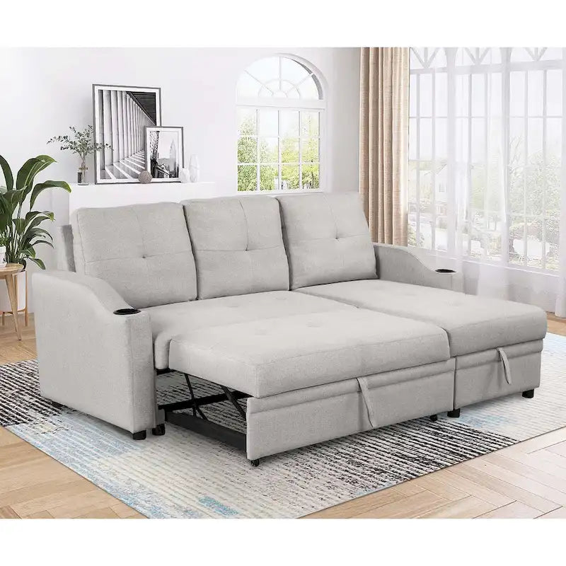 Klassisches und gemütliches L-förmiges Schlafsofa mit Ausziehfunktion