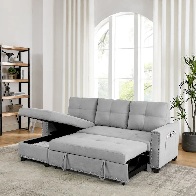 Klassisches und gemütliches L-förmiges Schlafsofa mit Ausziehfunktion