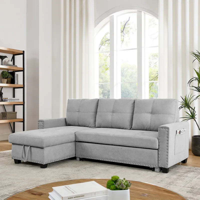 Klassisches und gemütliches L-förmiges Schlafsofa mit Ausziehfunktion