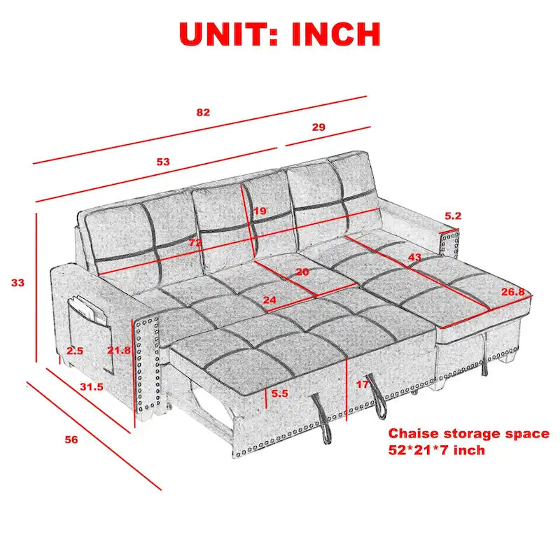 Klassisches und gemütliches L-förmiges Schlafsofa mit Ausziehfunktion