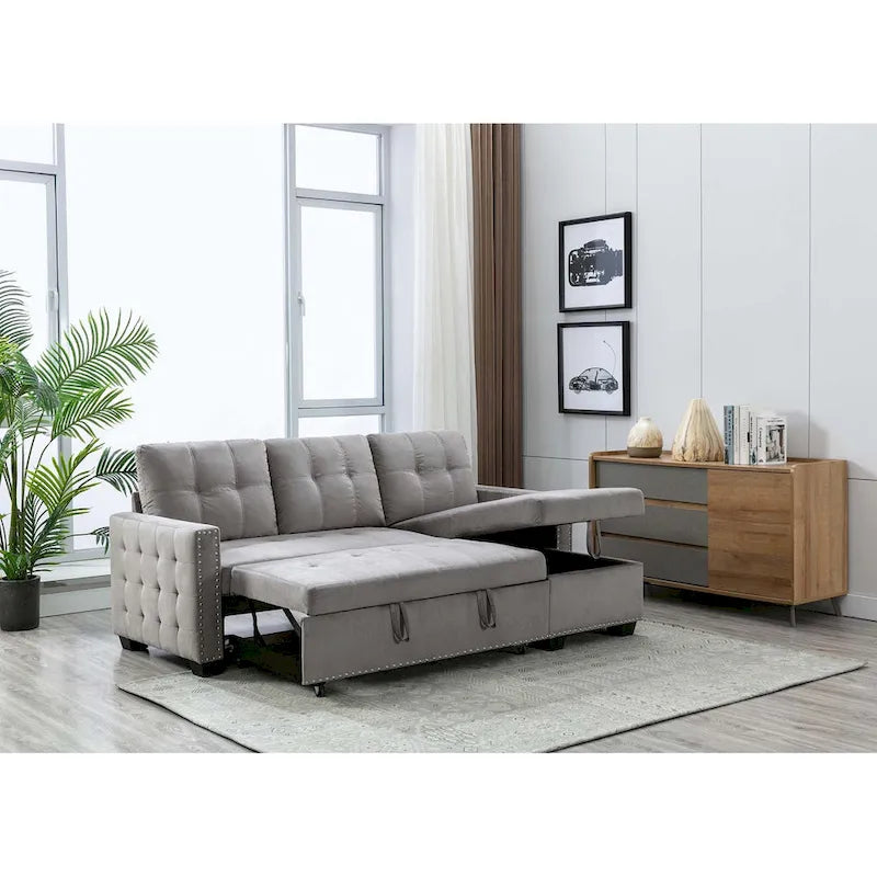 Klassisches und gemütliches L-förmiges Schlafsofa mit Ausziehfunktion