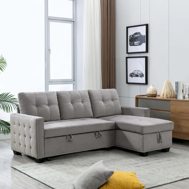 Klassisches und gemütliches L-förmiges Schlafsofa mit Ausziehfunktion