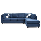 Malone 111 in. Suede 4-Seater Sectional Sofa with 2-Throw Pillow - 111L x 78W x 34H