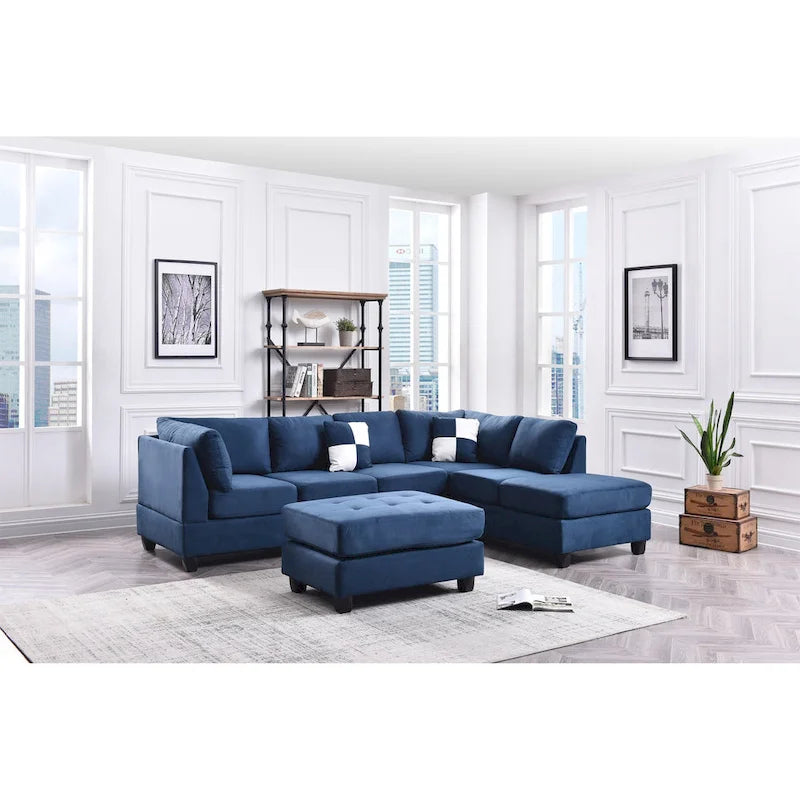 Malone 111 Zoll Wildleder 4-Sitzer Ecksofa mit 2 Zierkissen - 111L x 78B x 34H