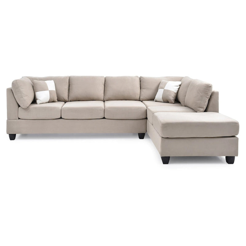 Malone 111 Zoll Wildleder 4-Sitzer Ecksofa mit 2 Zierkissen - 111L x 78B x 34H