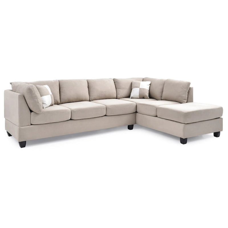 Malone 111 Zoll Wildleder 4-Sitzer Ecksofa mit 2 Zierkissen - 111L x 78B x 34H