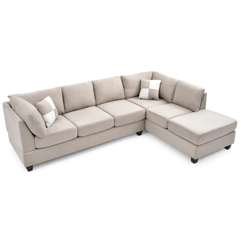 Malone 111 Zoll Wildleder 4-Sitzer Ecksofa mit 2 Zierkissen - 111L x 78B x 34H
