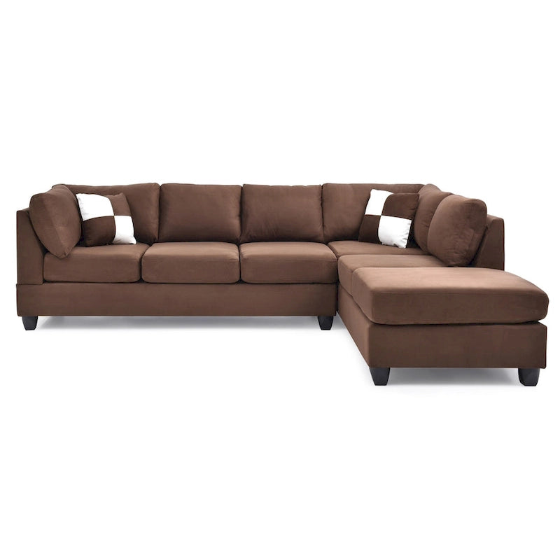 Malone 111 Zoll Wildleder 4-Sitzer Ecksofa mit 2 Zierkissen - 111L x 78B x 34H