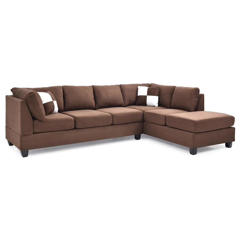 Malone 111 Zoll Wildleder 4-Sitzer Ecksofa mit 2 Zierkissen - 111L x 78B x 34H