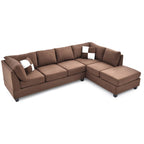 Malone 111 Zoll Wildleder 4-Sitzer Ecksofa mit 2 Zierkissen - 111L x 78B x 34H