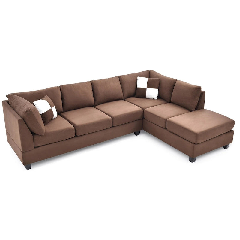 Malone 111 Zoll Wildleder 4-Sitzer Ecksofa mit 2 Zierkissen - 111L x 78B x 34H