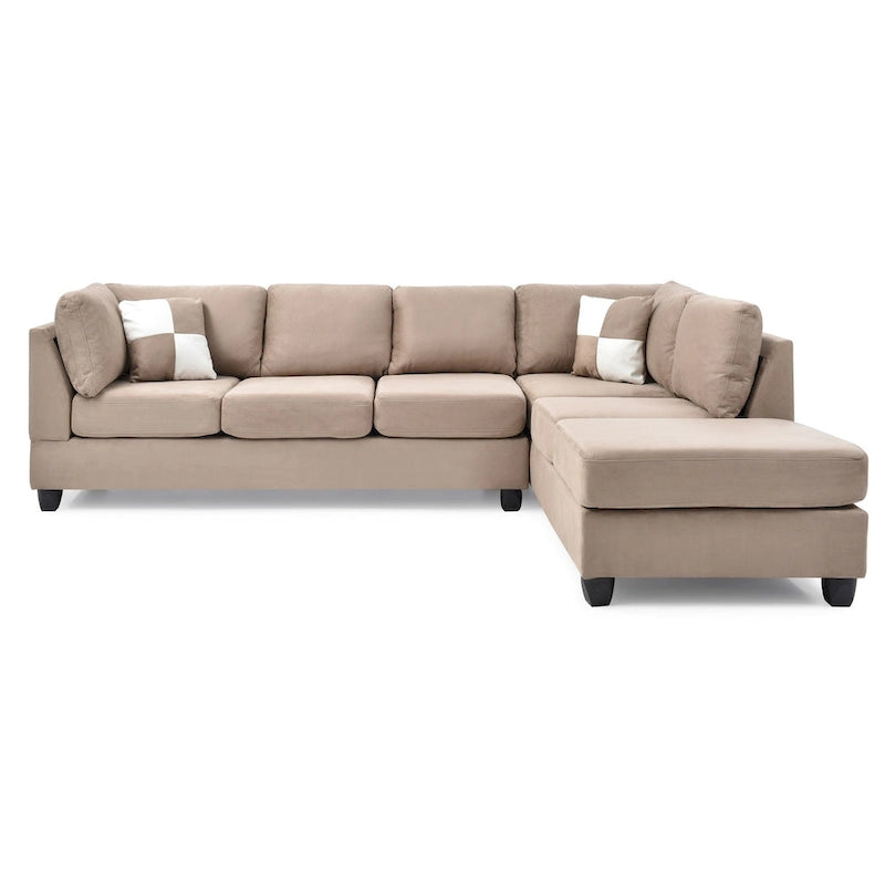 Malone 111 Zoll Wildleder 4-Sitzer Ecksofa mit 2 Zierkissen - 111L x 78B x 34H