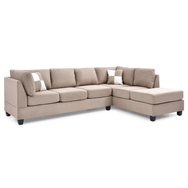 Malone 111 Zoll Wildleder 4-Sitzer Ecksofa mit 2 Zierkissen - 111L x 78B x 34H