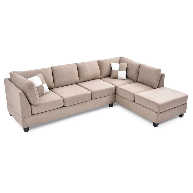 Malone 111 Zoll Wildleder 4-Sitzer Ecksofa mit 2 Zierkissen - 111L x 78B x 34H