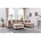 Malone 111 Zoll Wildleder 4-Sitzer Ecksofa mit 2 Zierkissen - 111L x 78B x 34H