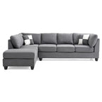 Malone 111 Zoll Wildleder 4-Sitzer Ecksofa mit 2 Zierkissen - 111L x 78B x 34H