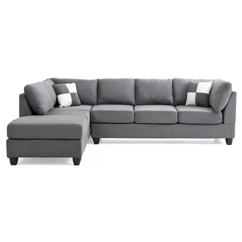 Malone 111 Zoll Wildleder 4-Sitzer Ecksofa mit 2 Zierkissen - 111L x 78B x 34H