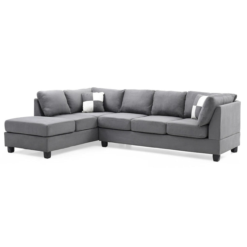 Malone 111 Zoll Wildleder 4-Sitzer Ecksofa mit 2 Zierkissen - 111L x 78B x 34H