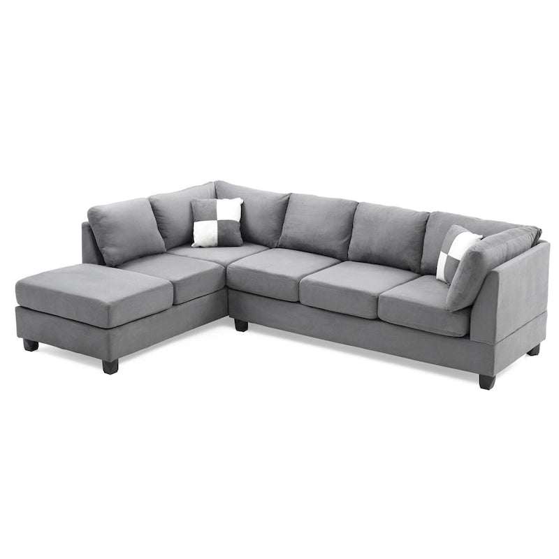 Malone 111 Zoll Wildleder 4-Sitzer Ecksofa mit 2 Zierkissen - 111L x 78B x 34H