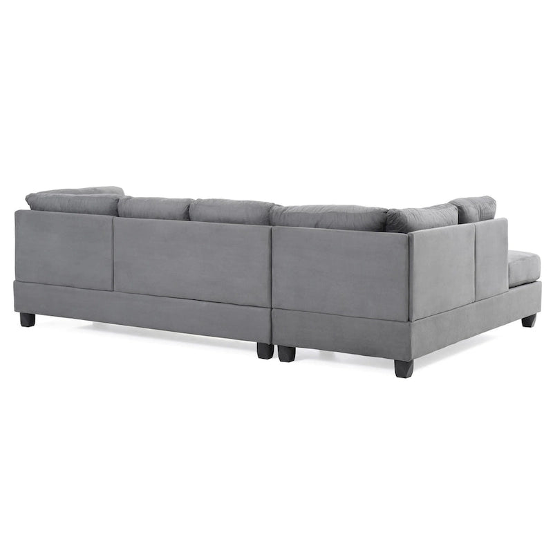 Malone 111 Zoll Wildleder 4-Sitzer Ecksofa mit 2 Zierkissen - 111L x 78B x 34H