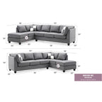 Malone 111 Zoll Wildleder 4-Sitzer Ecksofa mit 2 Zierkissen - 111L x 78B x 34H