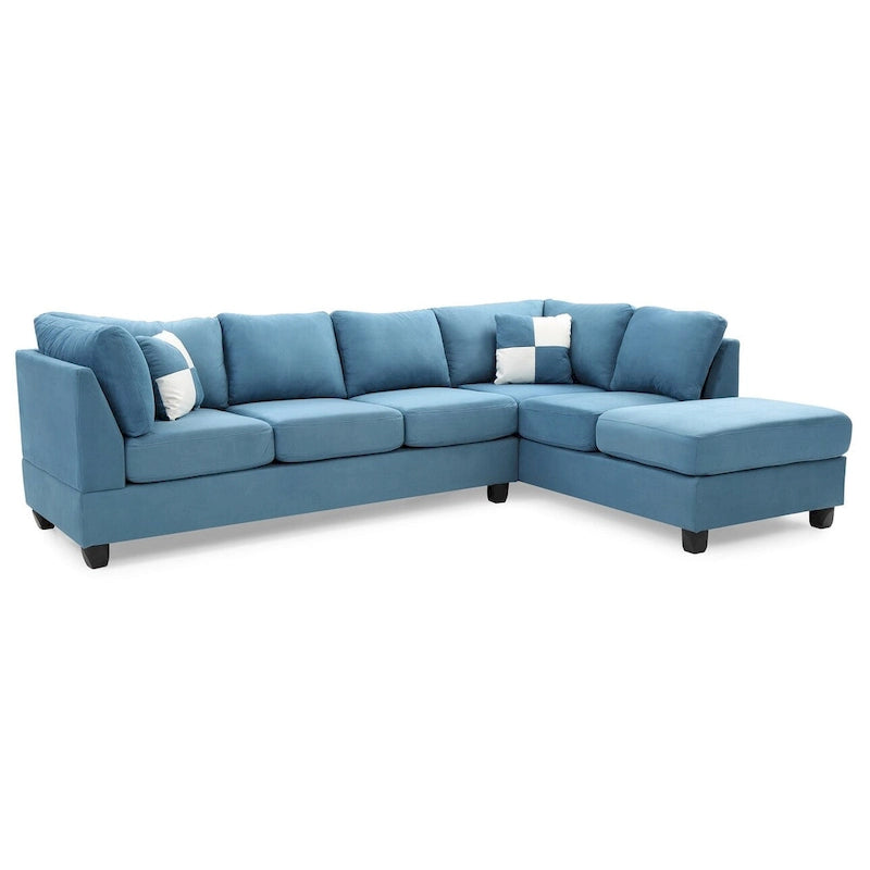 Malone 111 Zoll Wildleder 4-Sitzer Ecksofa mit 2 Zierkissen - 111L x 78B x 34H