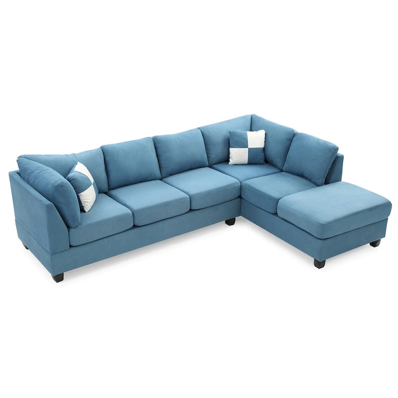 Malone 111 Zoll Wildleder 4-Sitzer Ecksofa mit 2 Zierkissen - 111L x 78B x 34H