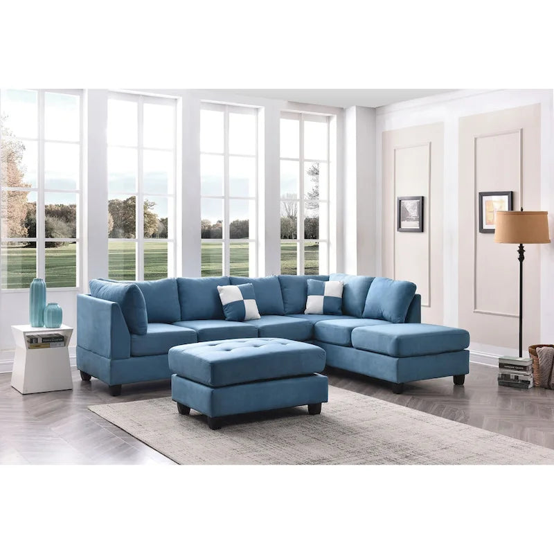 Malone 111 Zoll Wildleder 4-Sitzer Ecksofa mit 2 Zierkissen - 111L x 78B x 34H