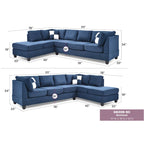 Malone 111 Zoll Wildleder 4-Sitzer Ecksofa mit 2 Zierkissen - 111L x 78B x 34H