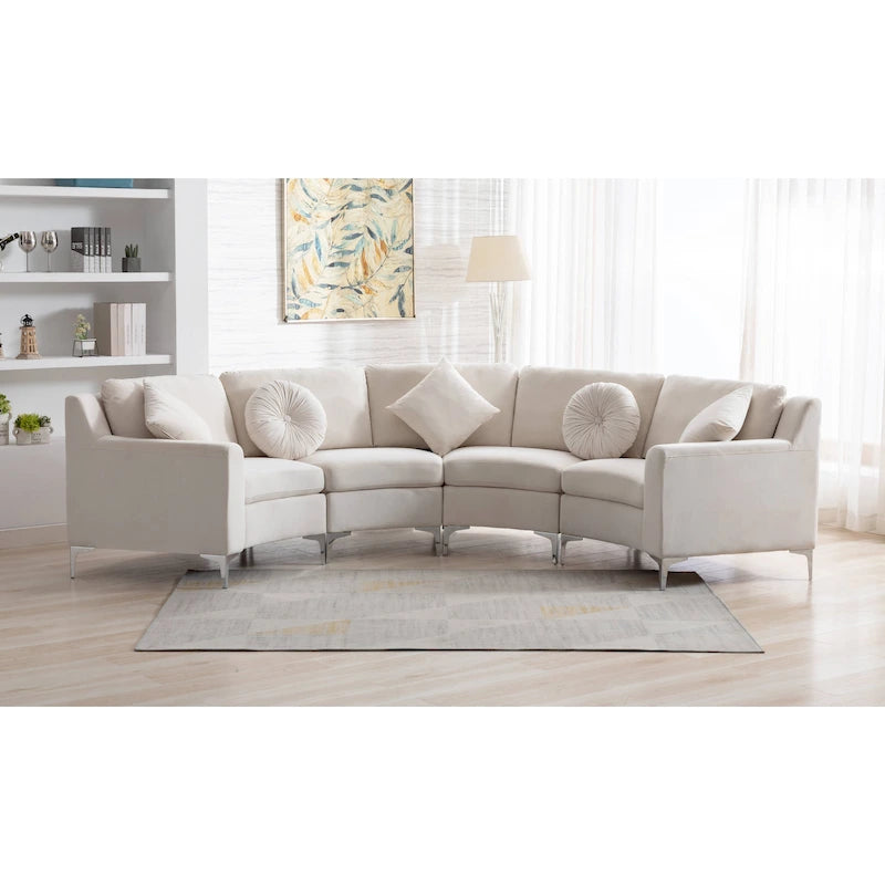 136 Samt-Halbrundsofa Modulares Kurven-Sofa