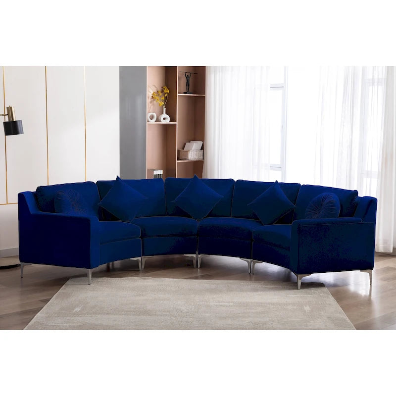 136 Samt-Halbrundsofa Modulares Kurven-Sofa