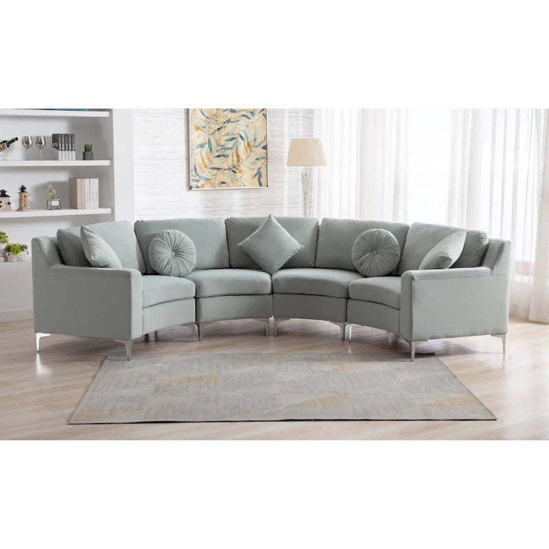 136 Samt-Halbrundsofa Modulares Kurven-Sofa
