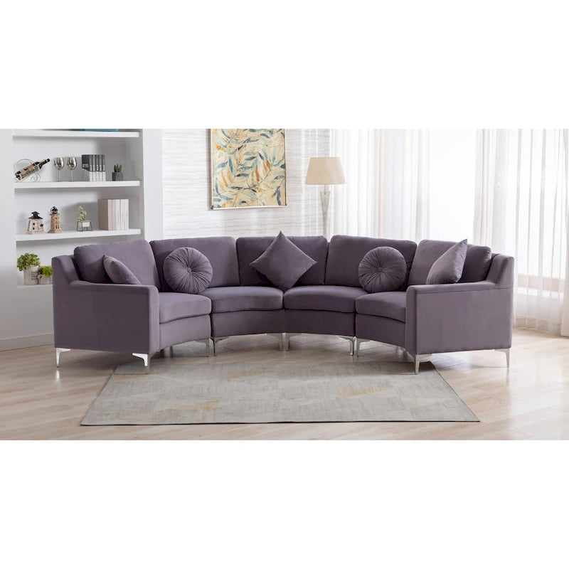 136 Samt-Halbrundsofa Modulares Kurven-Sofa