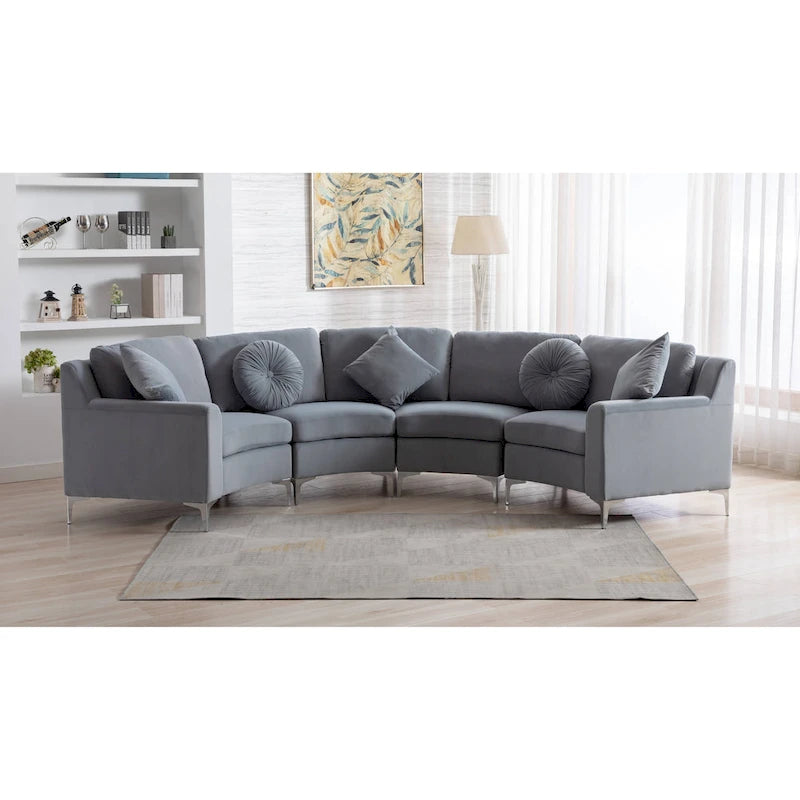 136 Samt-Halbrundsofa Modulares Kurven-Sofa